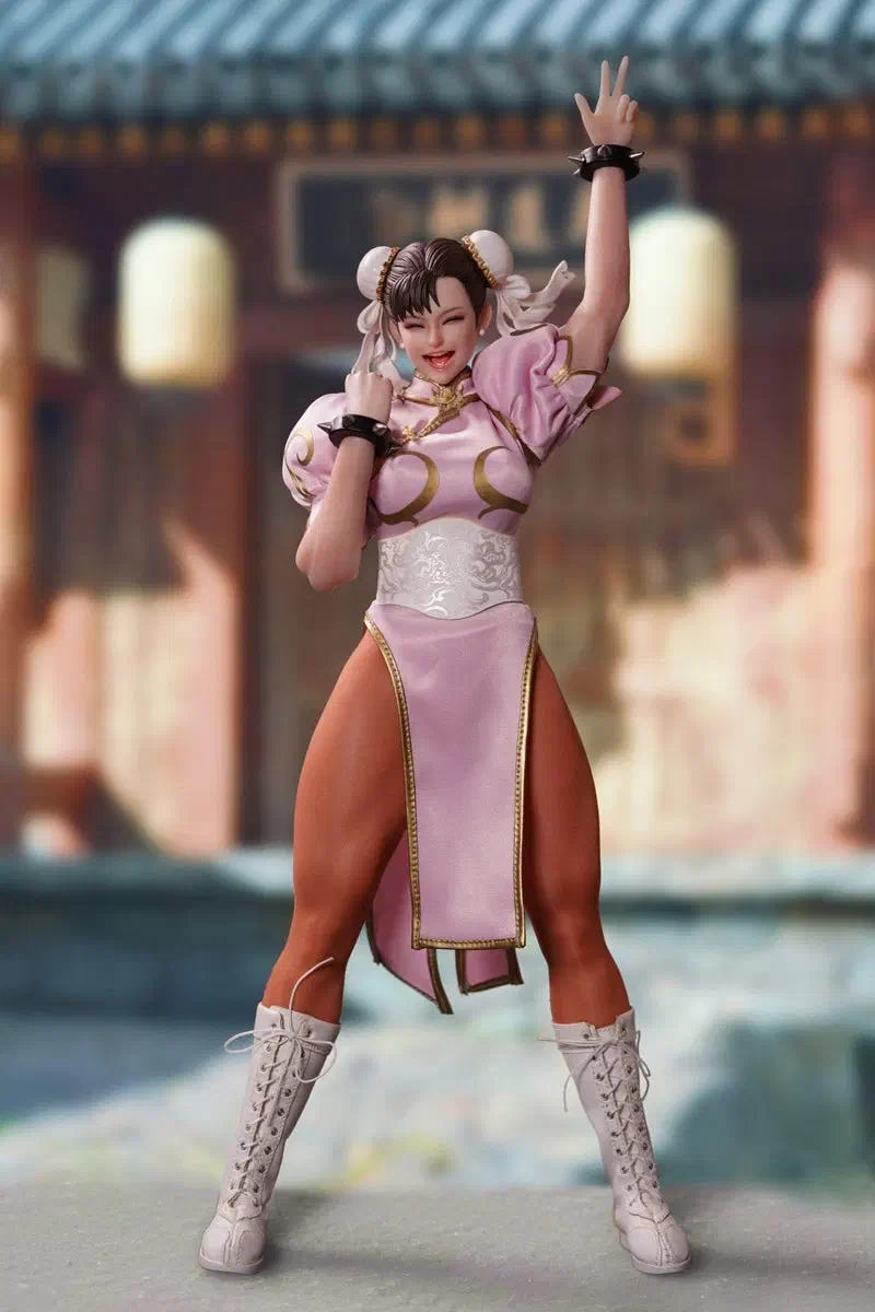 PlayToy P019EX Fighting Goddess Pink Ver 1/6 silicone figure in pink qipao